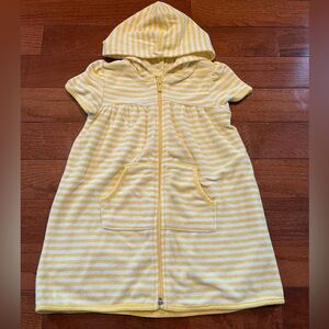 3T Girls Yellow Striped Hooded Swim Suit Cover Up